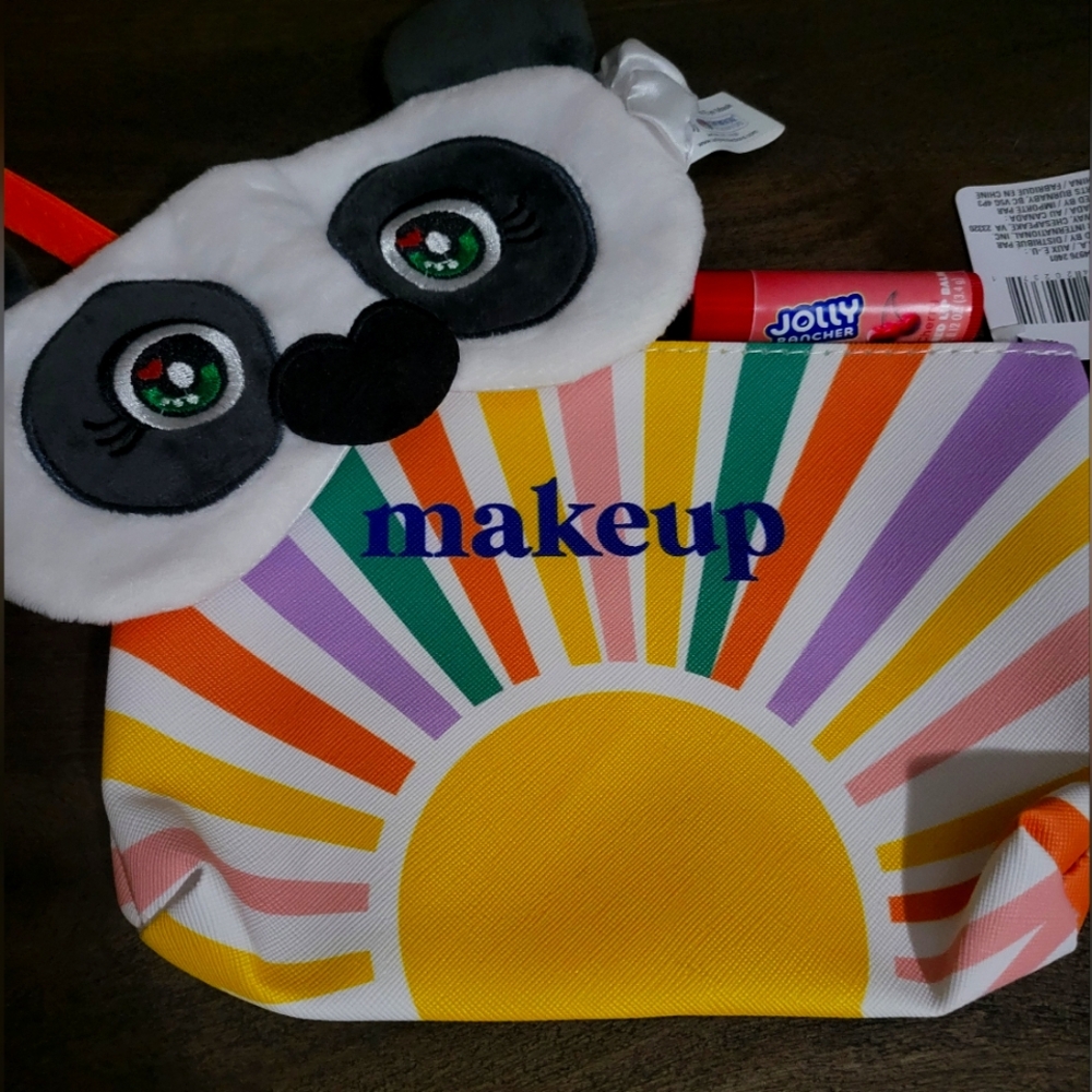 3 piece kids bundle-sleep mask, beauty pouch and jolly rancher chapstick.